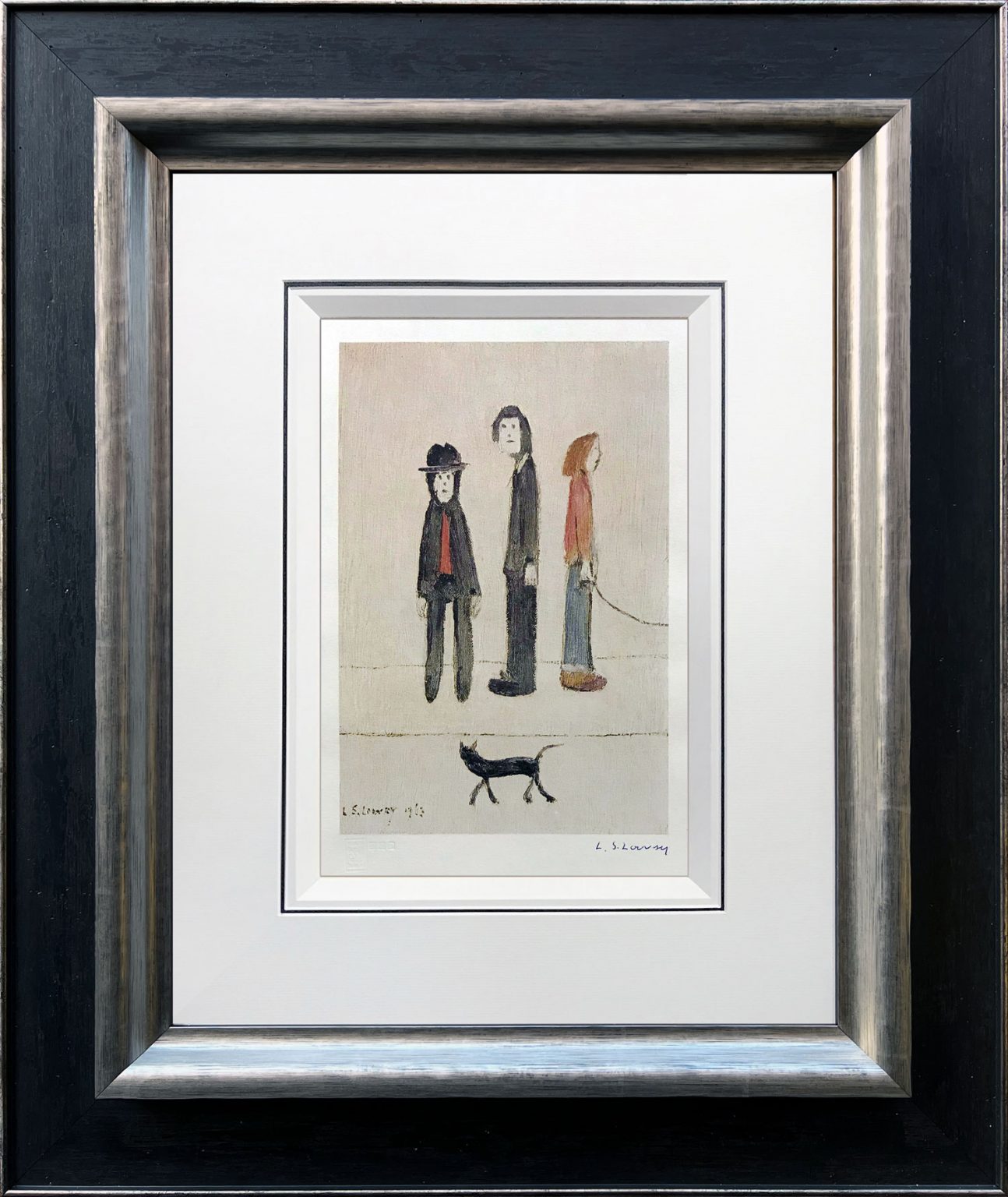 L S Lowry – Three Men And A Cat – Signed Limited Edition Print