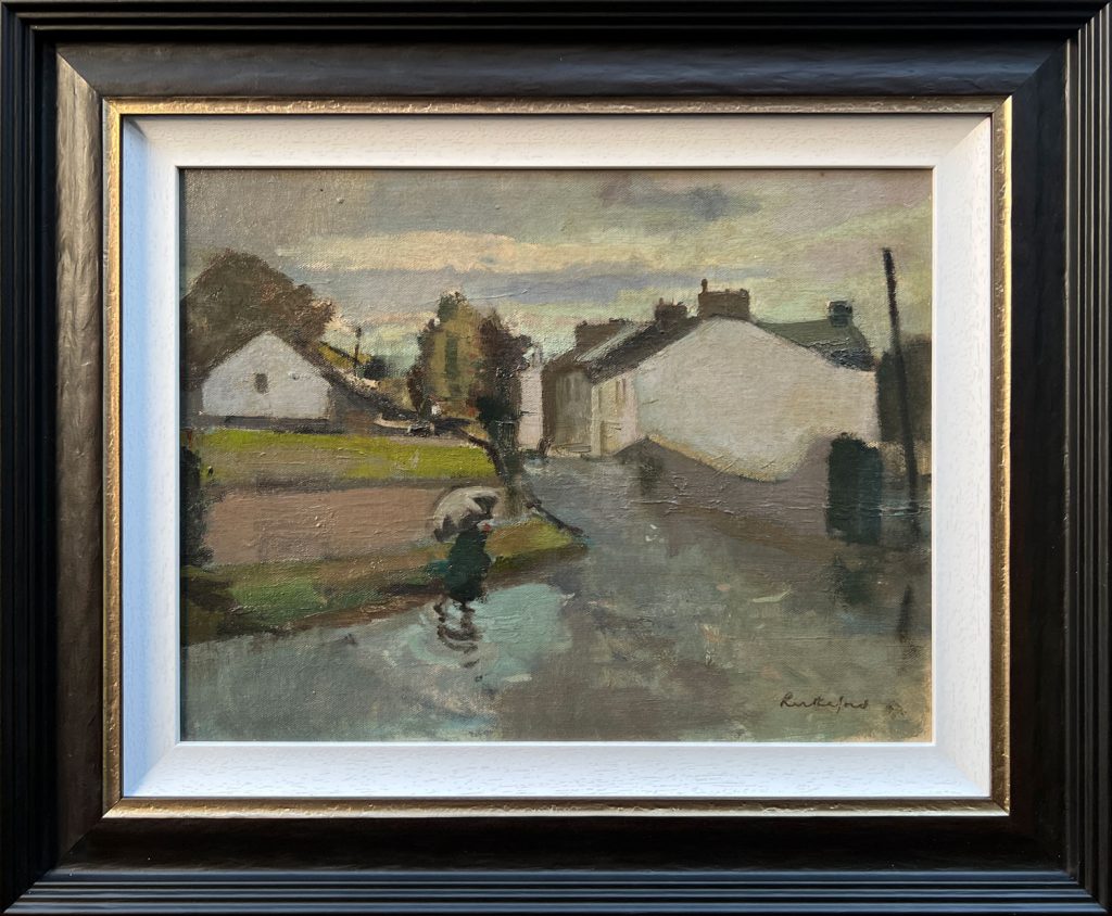 Harry Rutherford - Lady with Umbrella Original Painting for Sale