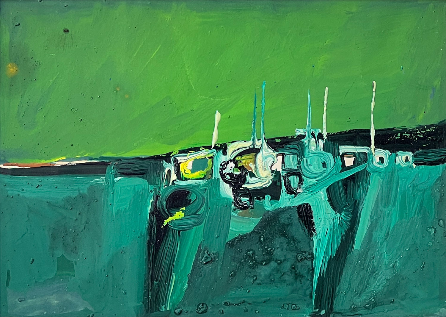 Peter Oliver - Green Seascape Original Painting for Sale