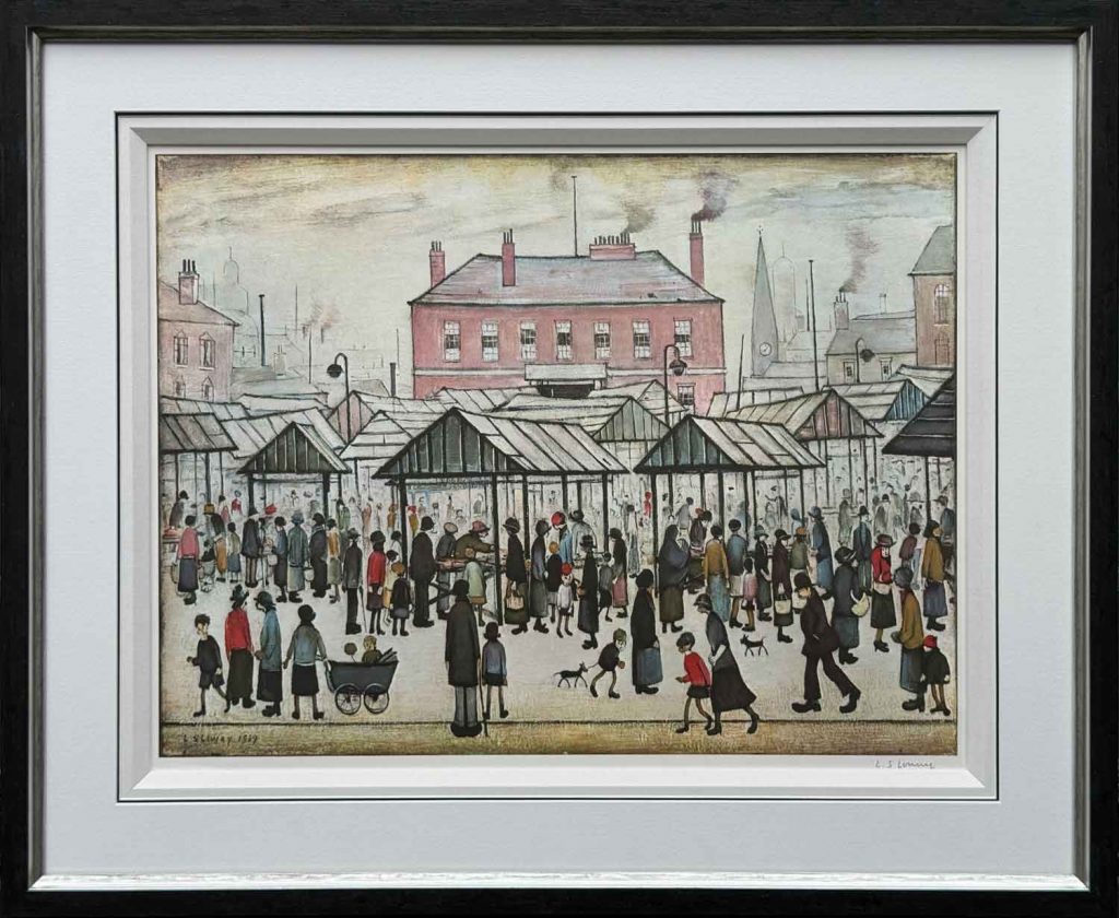 L S Lowry – Market Scene in a Northern Town – Signed Ltd Edition